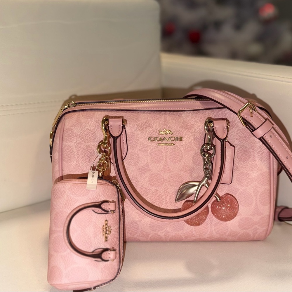 Coach Powder Pink Rowan & Mini Rowan Charm Bundle - Picture 5 of 5